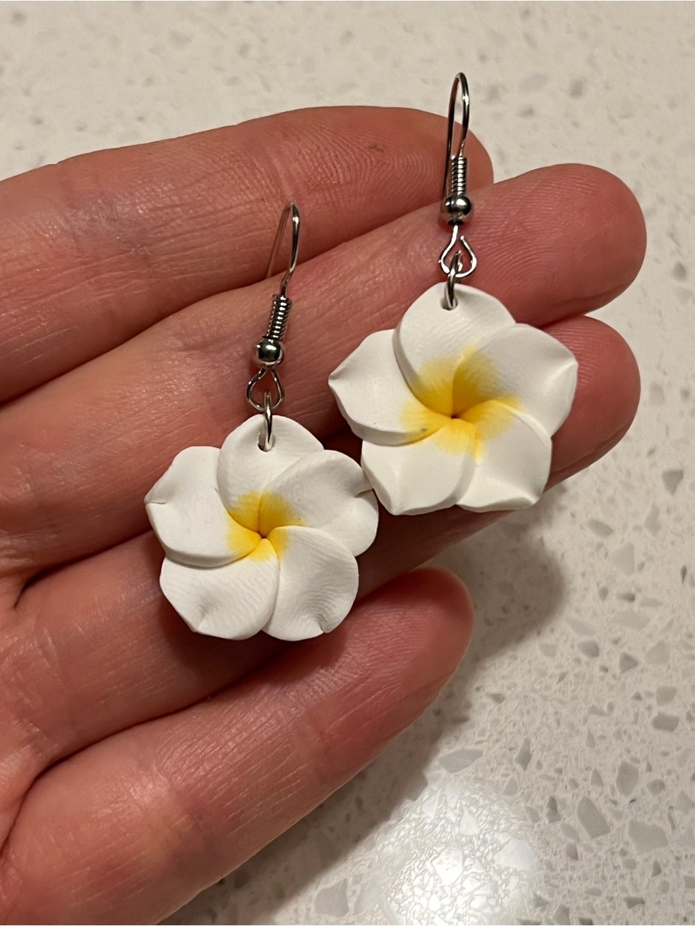 Blue & Yellow Plumeria Flower Drop Earrings - Women Jewelry
